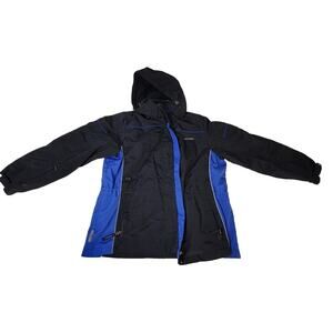 ZeroXposure Jacket Coat Medium Black and Blue Removable Hood Lightweight Fleece